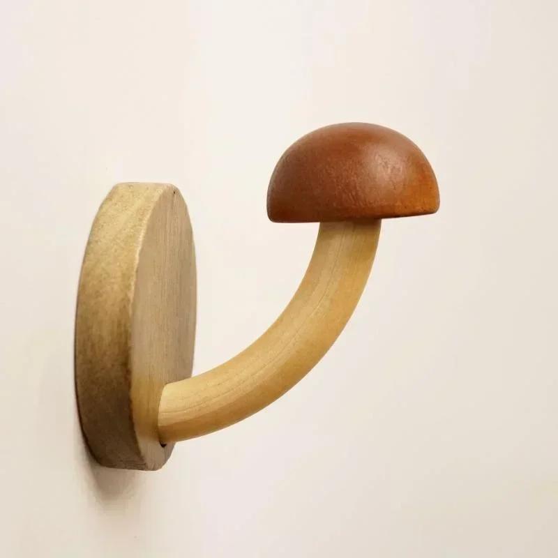 Novara Decorative Wooden Mushroom Wall Hooks Set for Nursery & Entryway