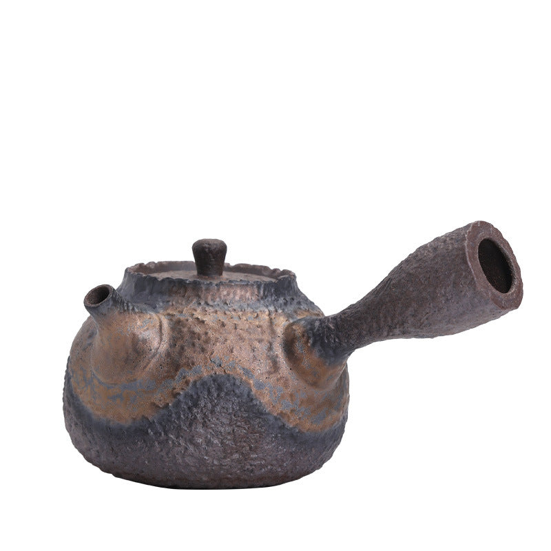 Royora Japanese Kyusu Teapot - Textured Ceramic Side Handle Tea Kettle