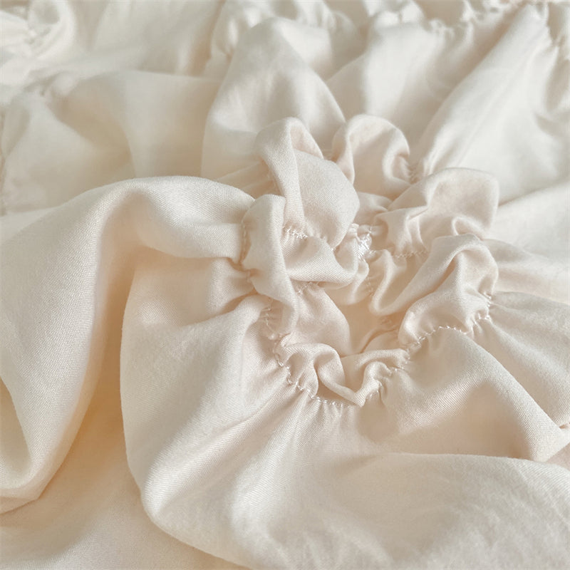 Royora Ruffle Flower Pintuck Duvet Cover Set-Elegant Quilted Bedding