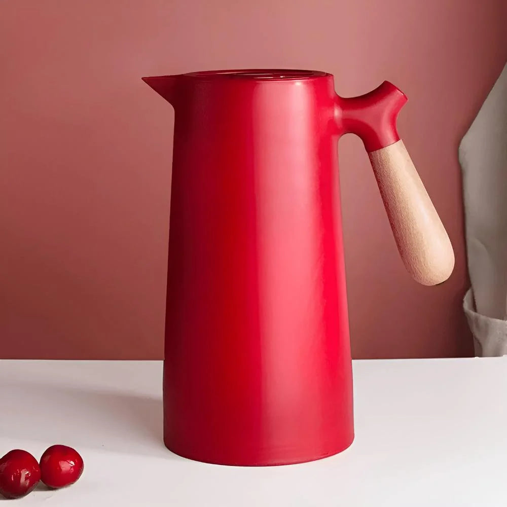 1L Thermal Carafe Insulated Beverage Server Wood Handle 4