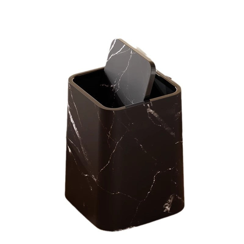 Eloria Marble Print Swivel Lid Waste Bin for Bathroom, Kitchen & Office