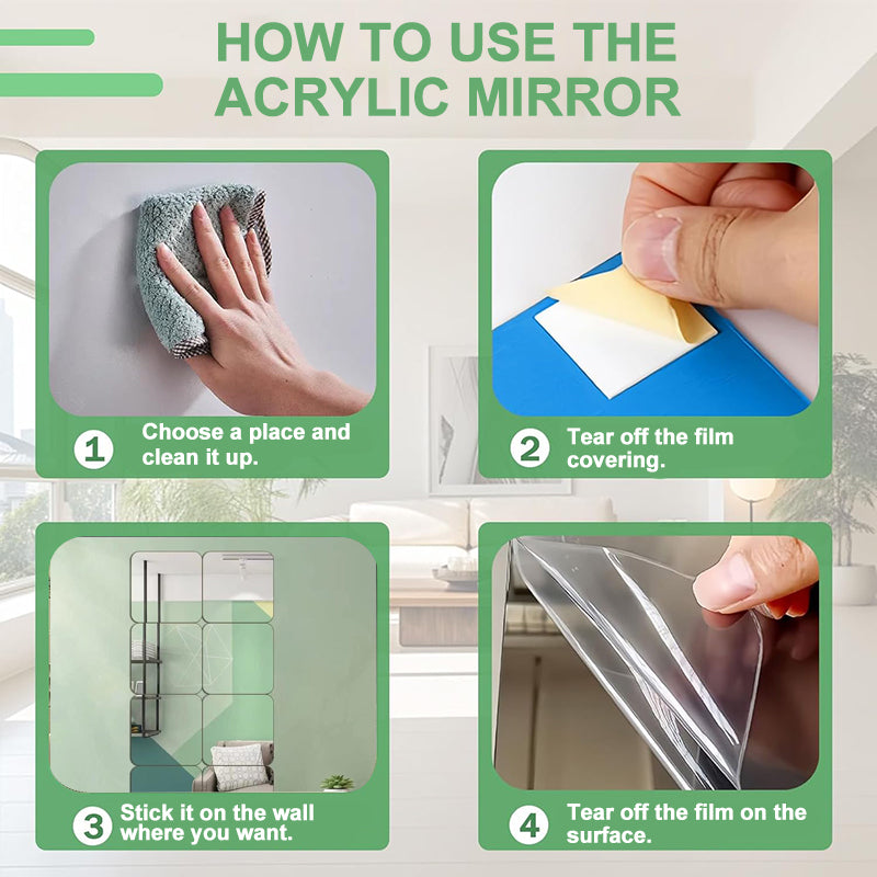 Royelle Flexible Self Adhesive Mirror Sheet Cut To Fit Wall Panel