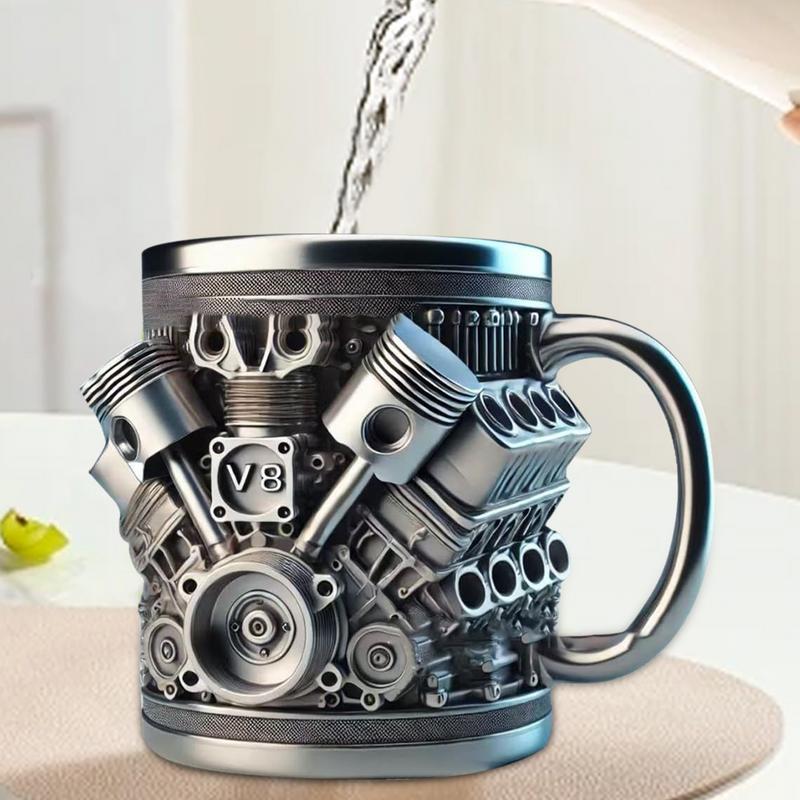 Sovere Engine Style Decorative Metal Mug for Car Lovers - Mechanical Coffee Cup