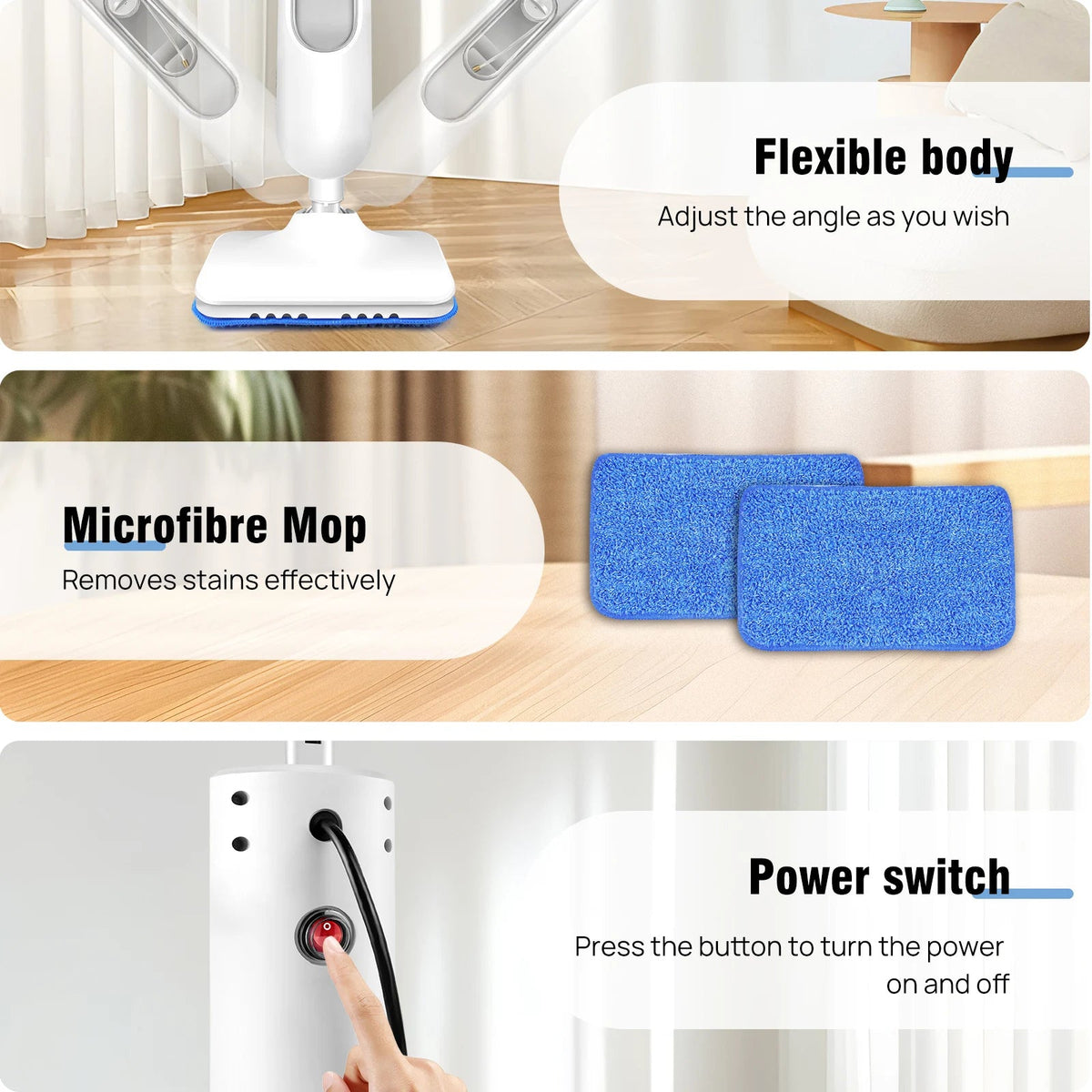 Royeva Electric Steam Mop-Fast Heating Multi-Surface Cleaner With 400ml Tank