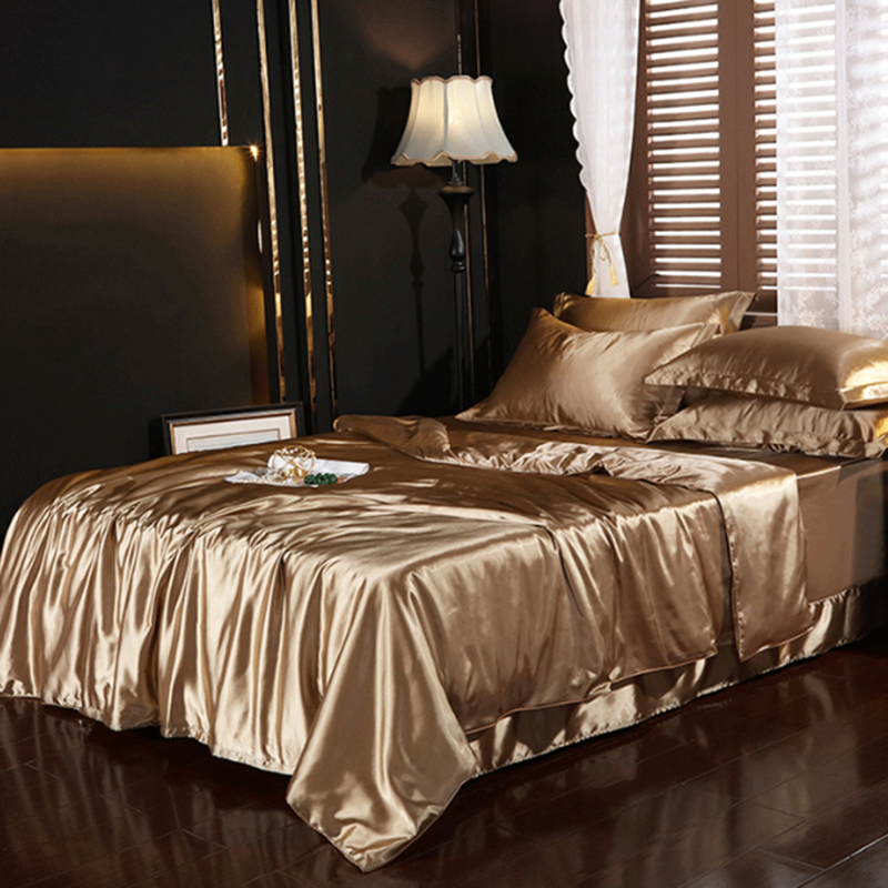 Novara 4-Piece Cooling Silk Bedding Set for Comfortable Bedroom Decor