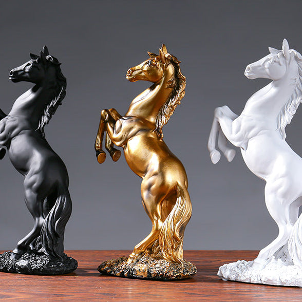 Novara White Rearing Horse Sculpture - Dynamic Equine Figurine
