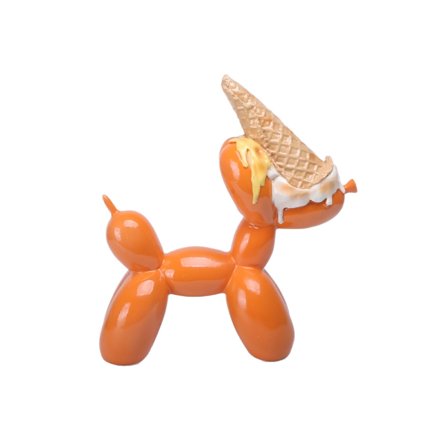 Royora Pop Art Balloon Dog Resin Sculpture with Ice Cream Cone Decor