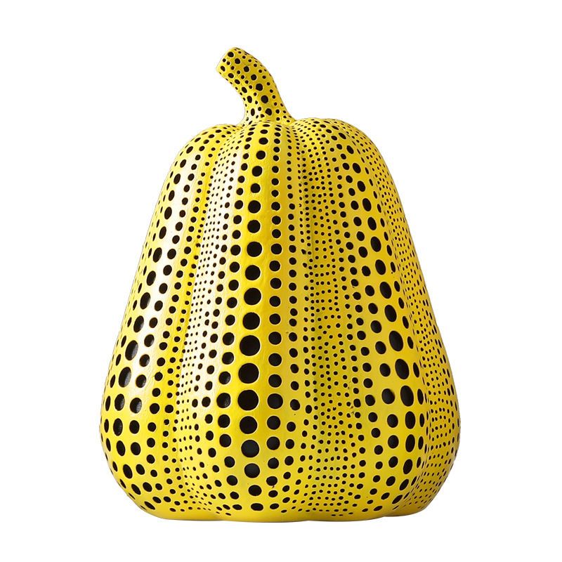 Royora Modern Yellow Polka Dot Pumpkin Sculpture - Abstract Art Home Decor