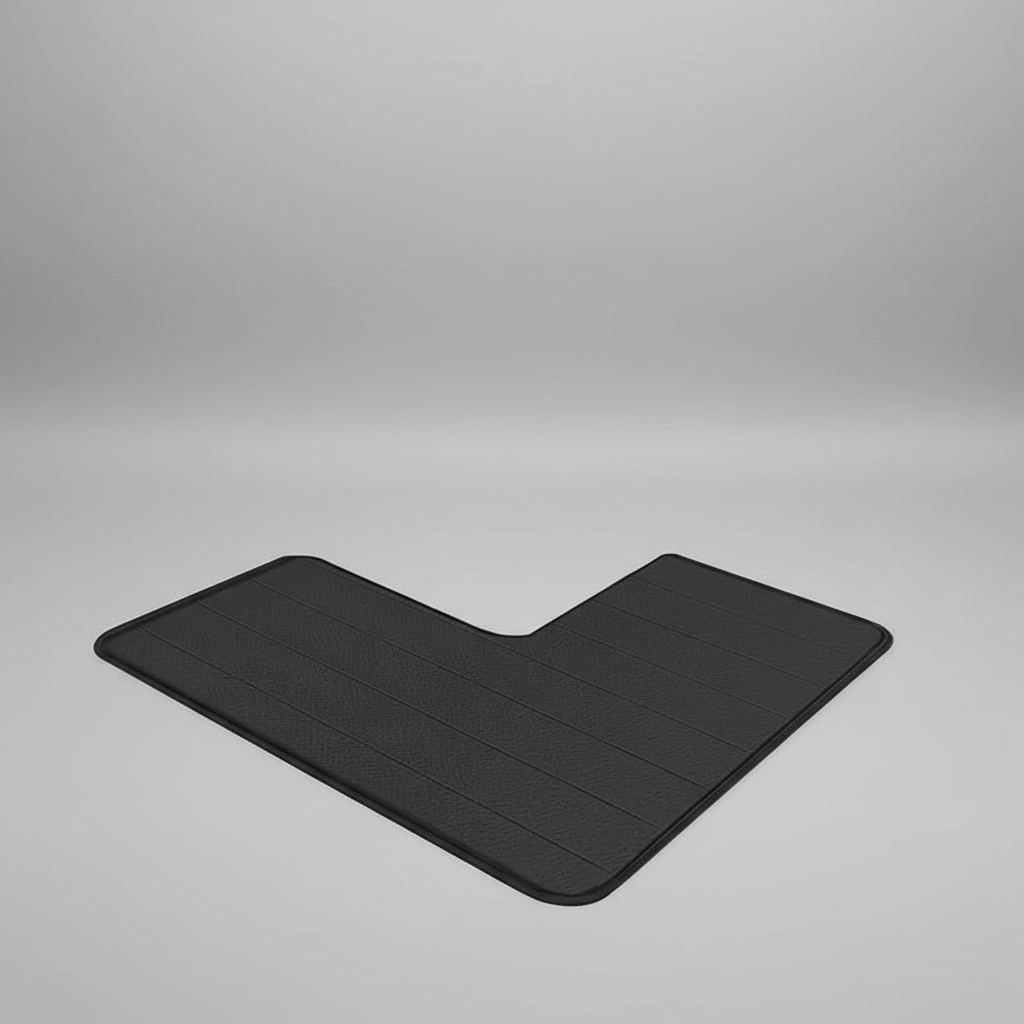 Royelle L-Shaped Non-Slip Bath Mat - Washable Corner Shower & Toilet Rug