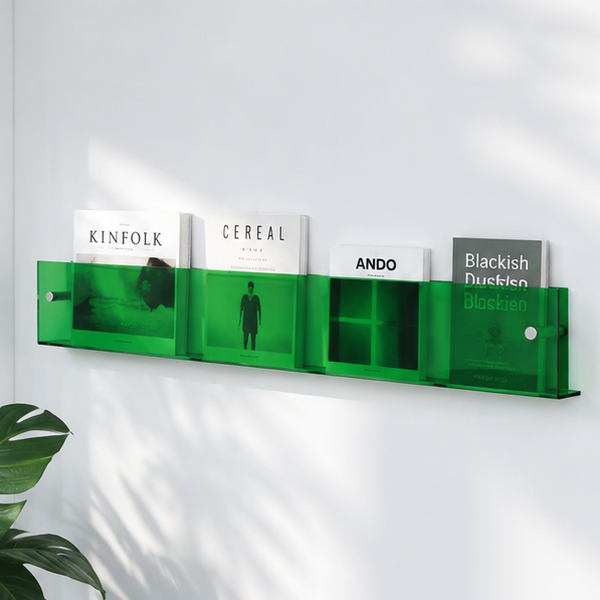Novara Clear Floating Wall Shelf for Magazine and Book Display