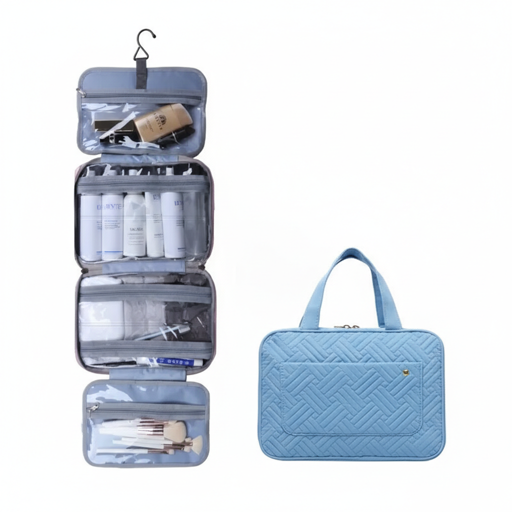 Ambra Makeup Organizer with 360° Rotating Hook | Travel-Friendly Cosmetic Storage