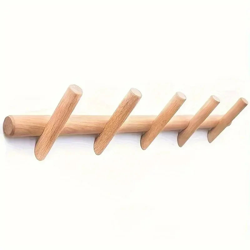 Maeve | Wall-Mounted Oak Coat & Hat Rack (5 Hooks) 4
