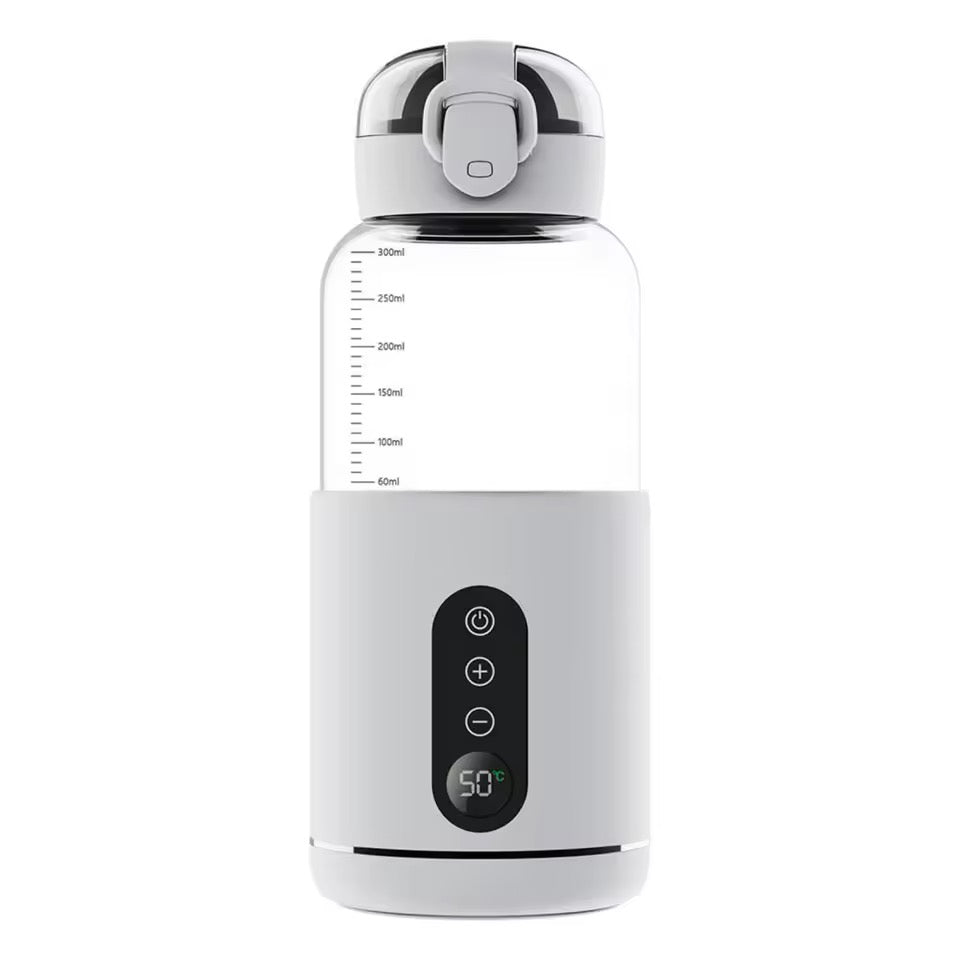 Portable Baby Bottle Warmer | USB | Borosilicate Glass | 300ml | 37–55°C | LED Display | 8hr 1