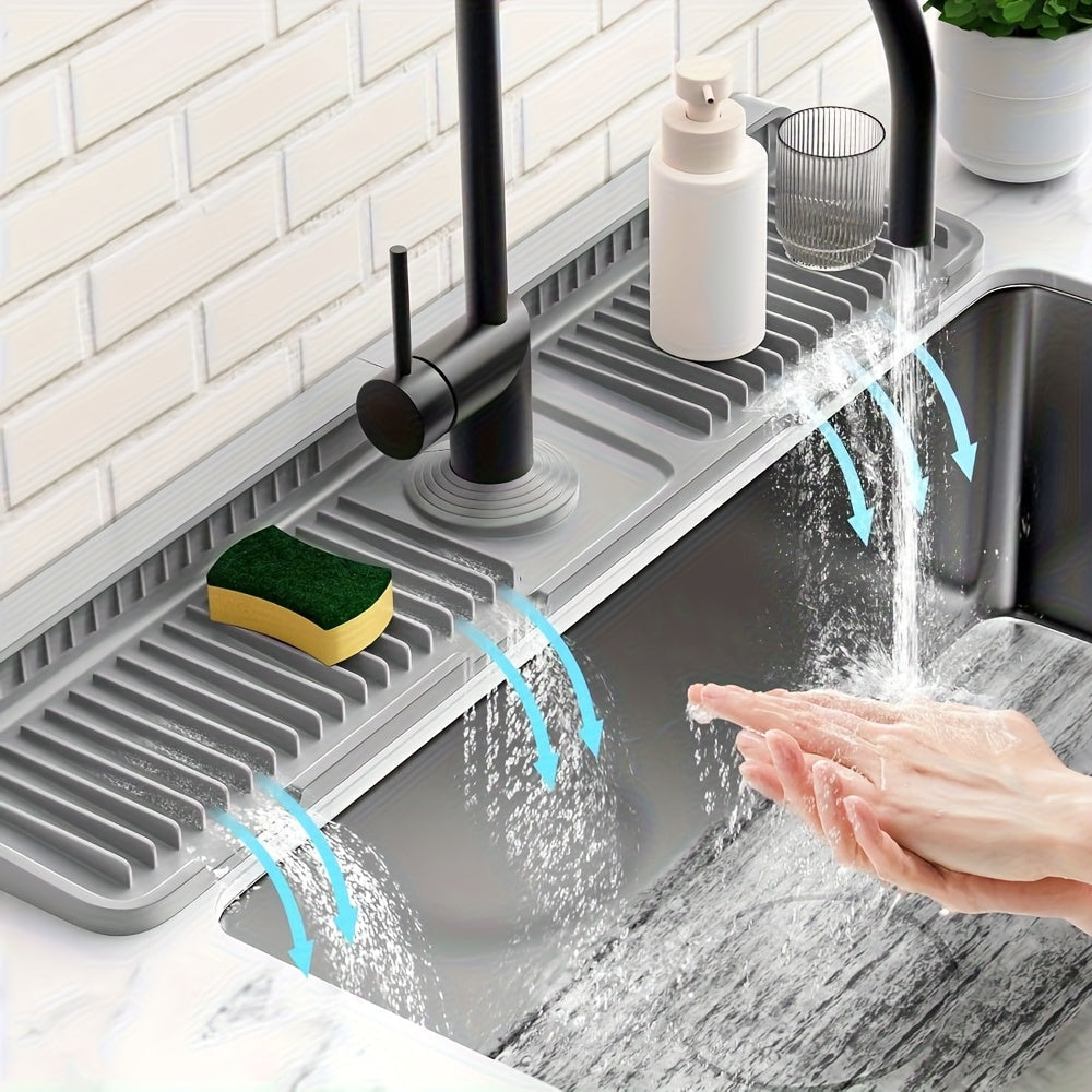 Rayvia Kitchen Sink Splash Guard – 7° Slope Faucet Mat, Quick Drain & Heat-Resistant 9