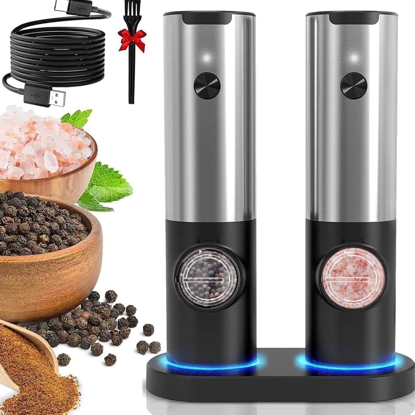 Royallure Electric Rechargeable Salt & Pepper Mill Set – Adjustable Grind, USB Charging 9