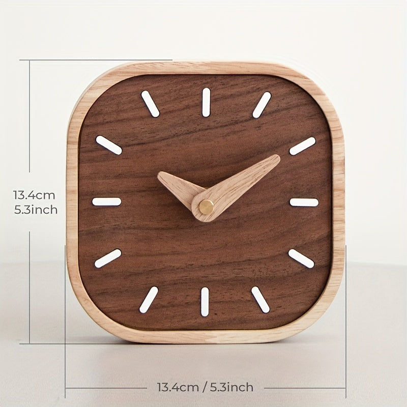 Silent Wooden Table Clock with Solid Oak and Walnut Design for Modern Decor 4