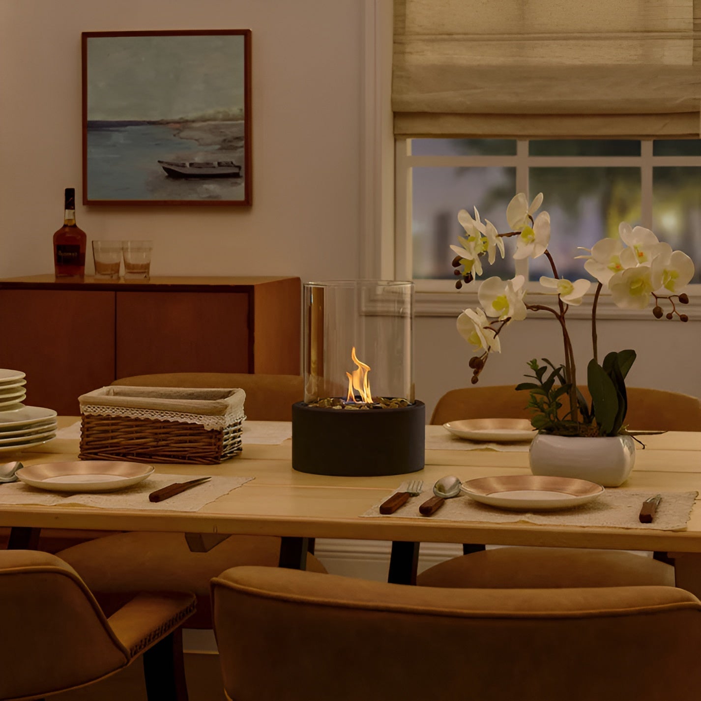 Sovere Tabletop Ethanol Fireplace with Glass Cylinder for Indoor and Outdoor Use 8