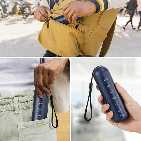 Sovere 7-Day Portable Pill Organizer, Waterproof Aluminum Pill Box with Large Capacity