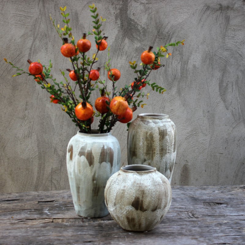 Royeva Handcrafted Wabi-Sabi Ceramic Vase - Artisan Reactive Glaze Pottery for Rustic Decor