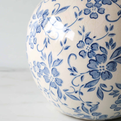Royora French Country Blue White Floral Ceramic Vase Rustic Home Decor