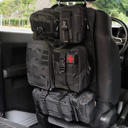 Novara Tactical Car Seat Back Organizer with 5 Detachable MOLLE Pouches, Universal Fit