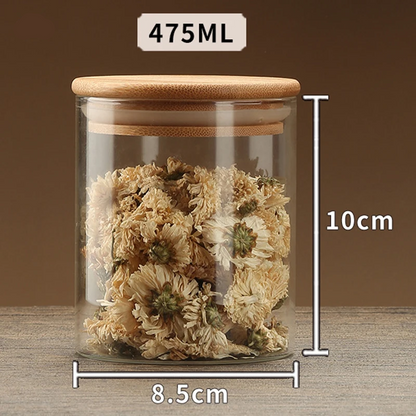 Royelle Airtight Glass Food Storage Jars with Bamboo Lids - 6 Piece Pantry Set