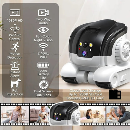 1080P Pet Camera | Two-Way Audio | Colour Night Vision 32ft | Motion Alerts | 32GB SD Card Included 1