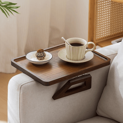 Novara Bamboo Armrest Tray Table for Sofa Couch Arm-Wide Flat Design