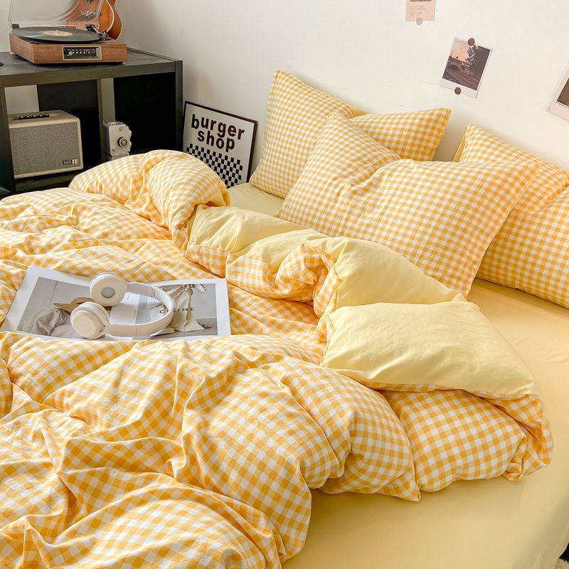 Novara Pastel Plaid Bedding Set-Lightweight with Duvet Cover, Flat Sheet & Pillowcases