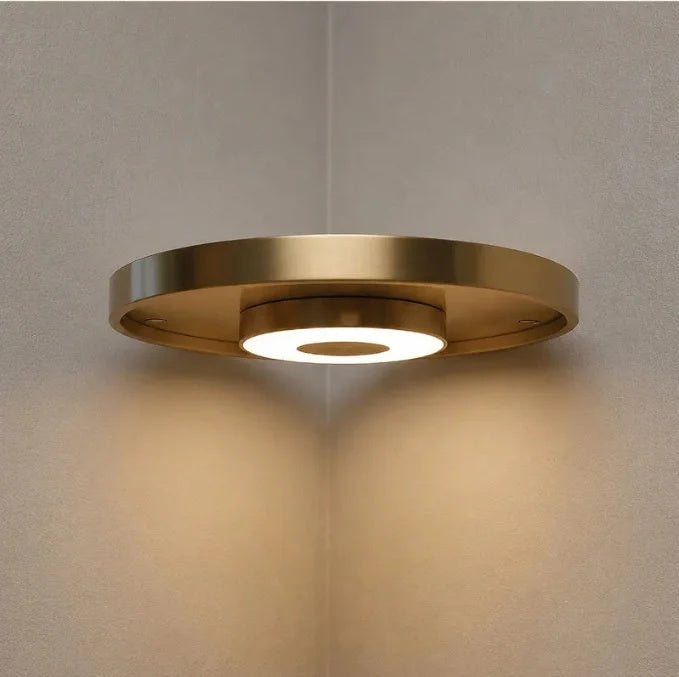 Royeva Round LED Floating Wall Shelf With Warm Lighting For Plants