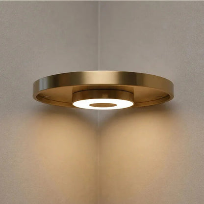 Royeva Round LED Floating Wall Shelf With Warm Lighting For Plants