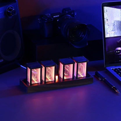 Royeva Vintage Nixie Tube Digital Clock With Wifi Sync-Wood LED Display