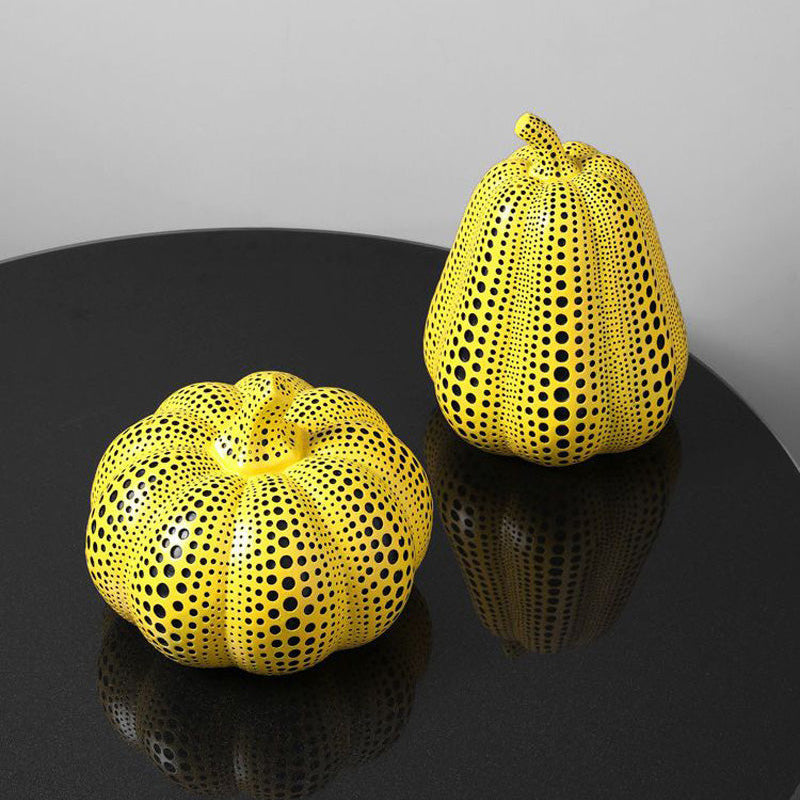 Royora Modern Yellow Polka Dot Pumpkin Sculpture - Abstract Art Home Decor
