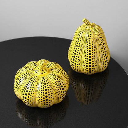 Royora Modern Yellow Polka Dot Pumpkin Sculpture - Abstract Art Home Decor