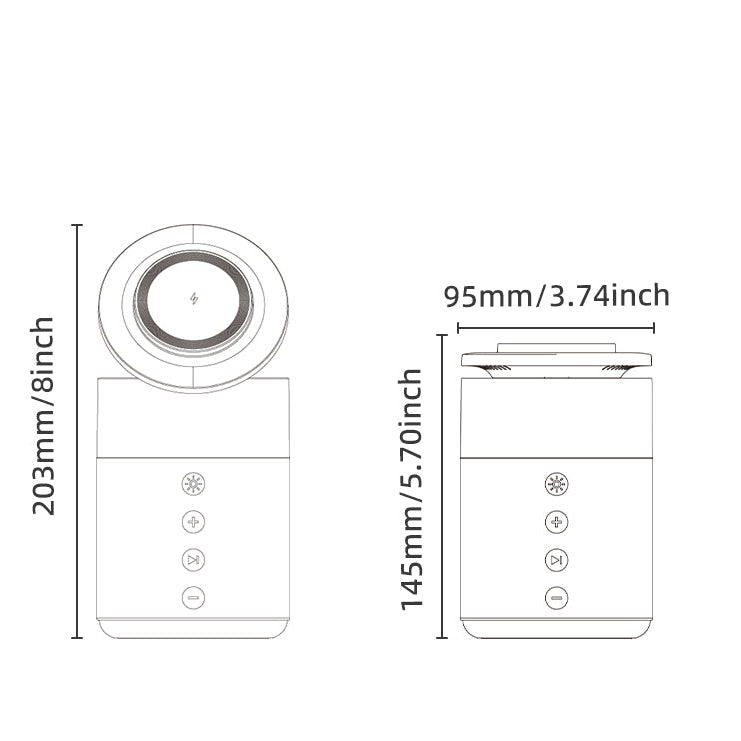 Royora 5 in 1 Magnetic Wireless Charging Station with Bluetooth Speaker and Night Light