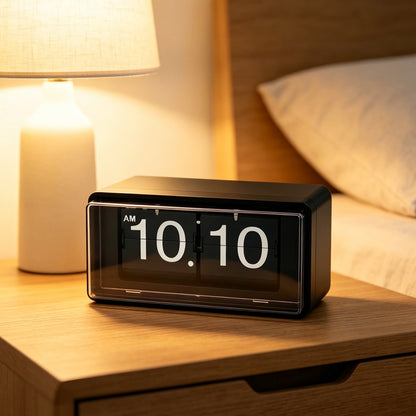 Royora Retro Automatic Flip Down Clock - Mid-Century Modern Desk & Table Timepiece