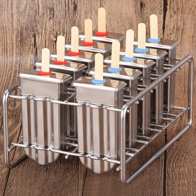 Royelle Stainless Steel Ice Pop Molds with Stand - Reusable Freezer Pop Maker