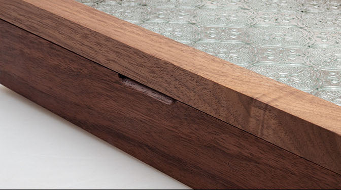 Royora Natural Wood Jewelry Box with Textured Glass Lid, Velvet Lined Storage & Compartments