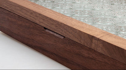 Royora Natural Wood Jewelry Box with Textured Glass Lid, Velvet Lined Storage & Compartments