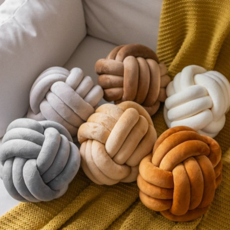 Eloria Blue Spherical Knot Pillow-Soft Plush Decorative Throw Cushion