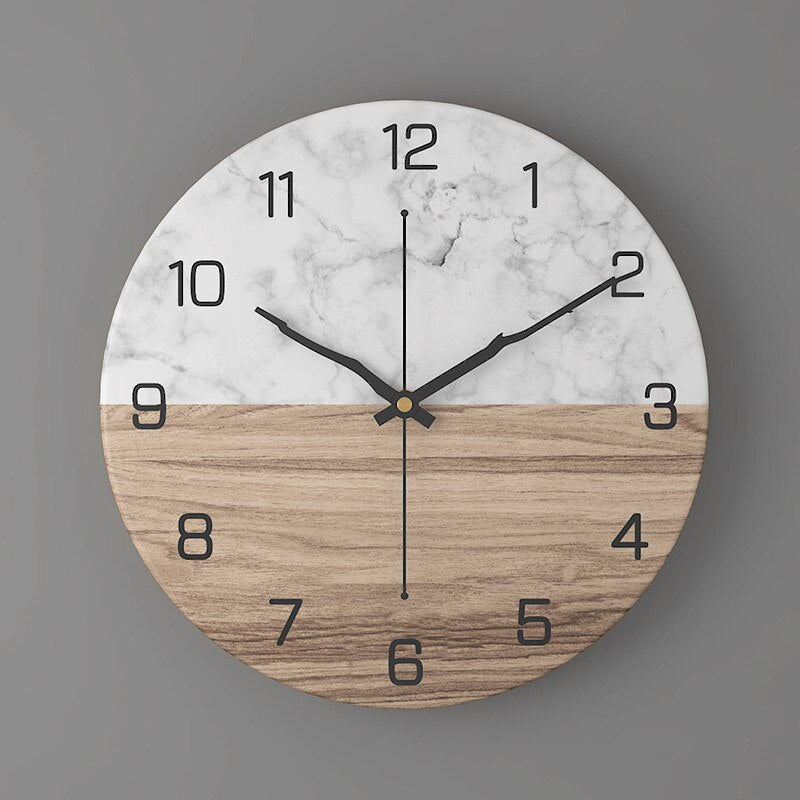 11.81-Inch Decorative Wall Clock with Marble Design and Silent Quartz Mechanism 0