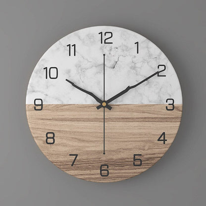11.81-Inch Decorative Wall Clock with Marble Design and Silent Quartz Mechanism 0