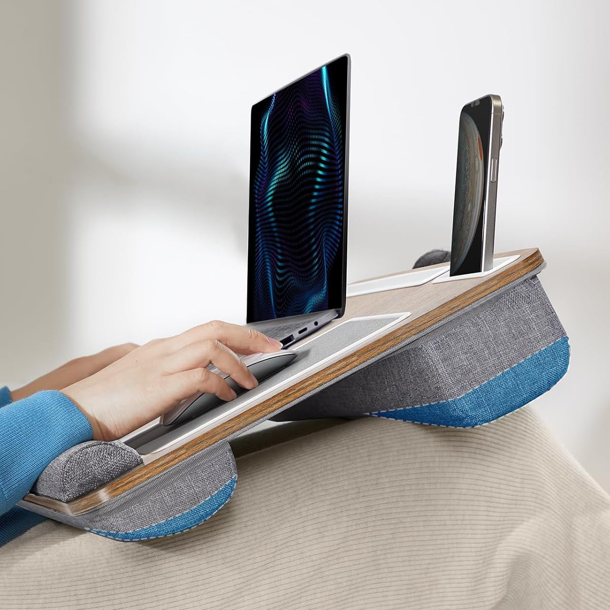 Royeva Portable Wooden Laptop Desk-Bed Tray With Mouse Pad And Wrist Rest