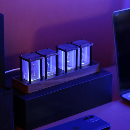 Royeva Vintage Nixie Tube Digital Clock With Wifi Sync-Wood LED Display