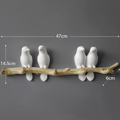 Royelle Decorative Bird Branch Wall Hook-Resin White Coat Hanger