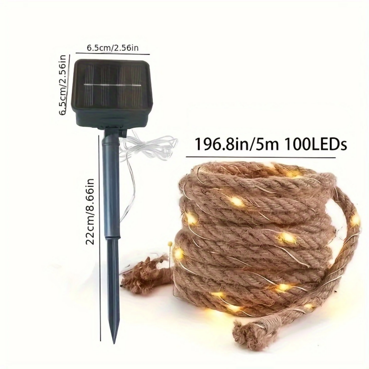 Royeva Solar Hemp Rope Fairy Lights-Outdoor Garden Decor
