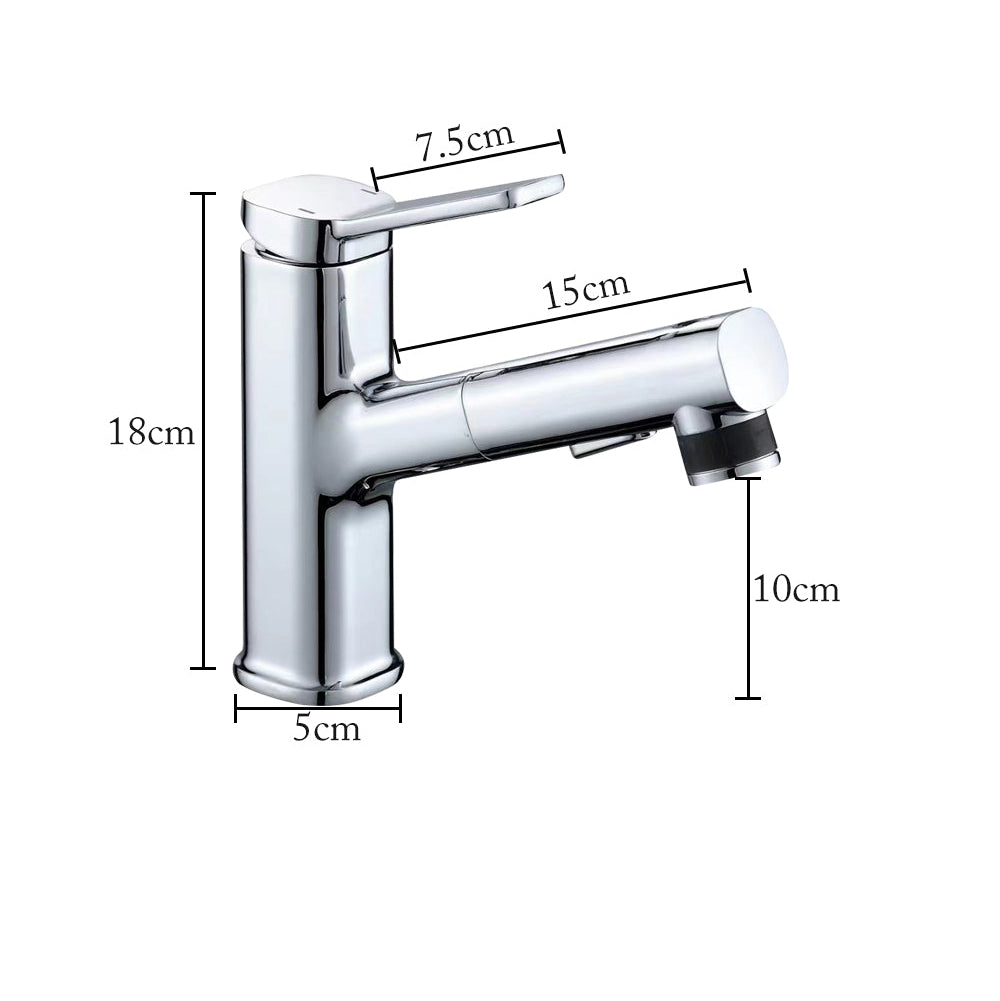 Royeva Pull-Out Three-Mode Brass Kitchen Sink Faucet-Square Design