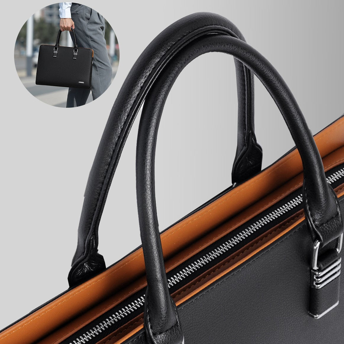 Novara Professional Business Briefcase for Men - Slim Vegan Leather Laptop Bag