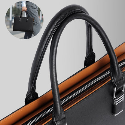 Novara Professional Business Briefcase for Men - Slim Vegan Leather Laptop Bag