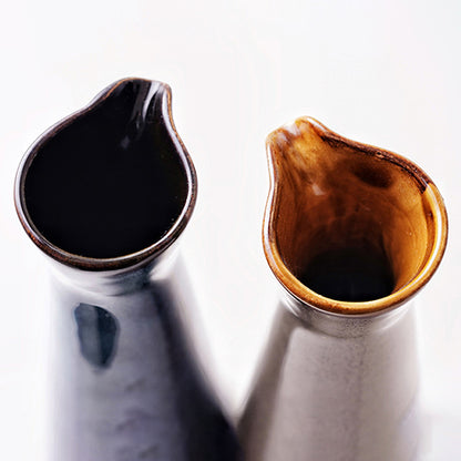 Royora Ceramic Oil & Vinegar Bottle with Spout - Artisanal Glaze Dispenser 15cm Tall